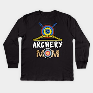 Archery Mom Leopard Shirt Archery Mama Kids Long Sleeve T-Shirt